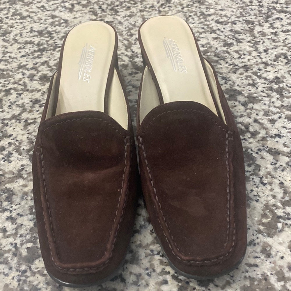 Aerosoles Brown Leather Slides